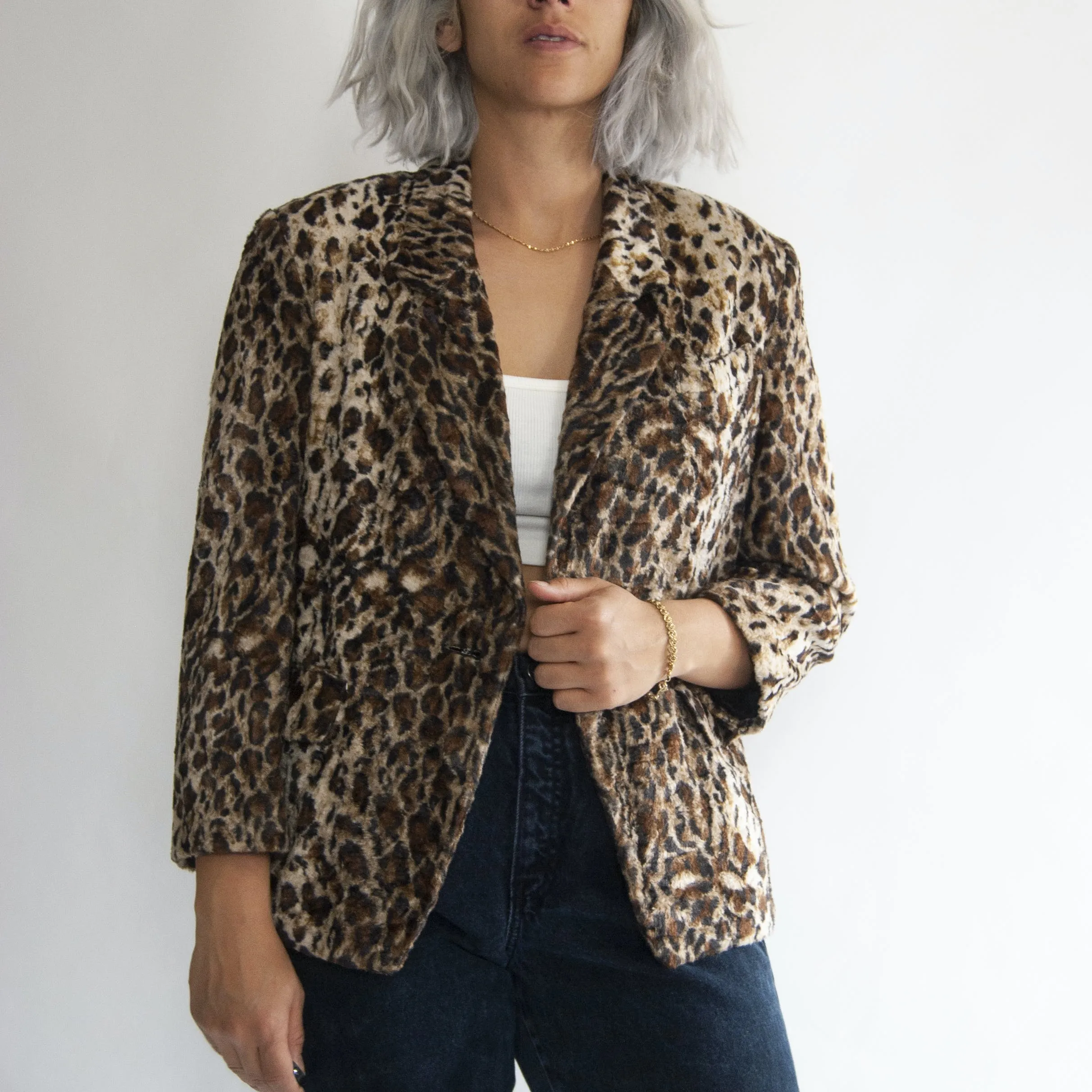 00's Plush Cheetah Blazer by Woman Q