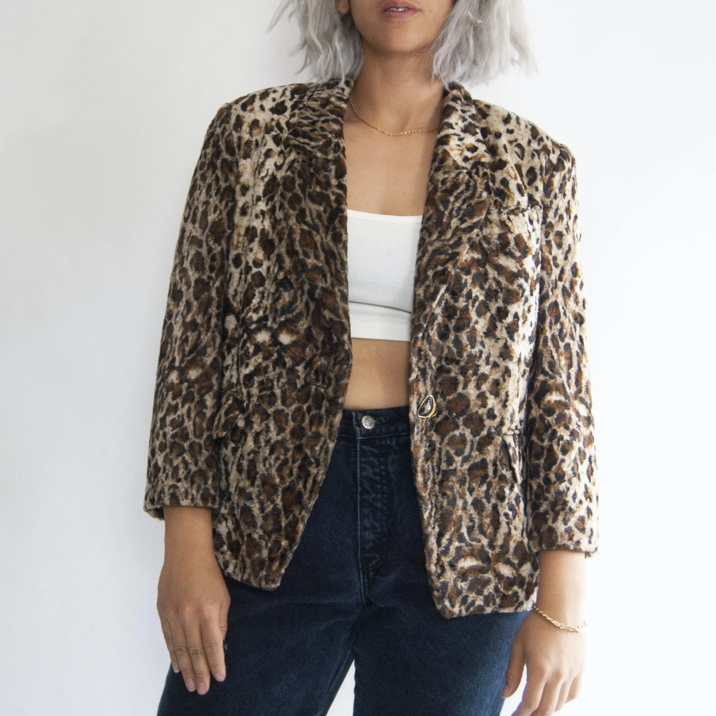 00's Plush Cheetah Blazer by Woman Q