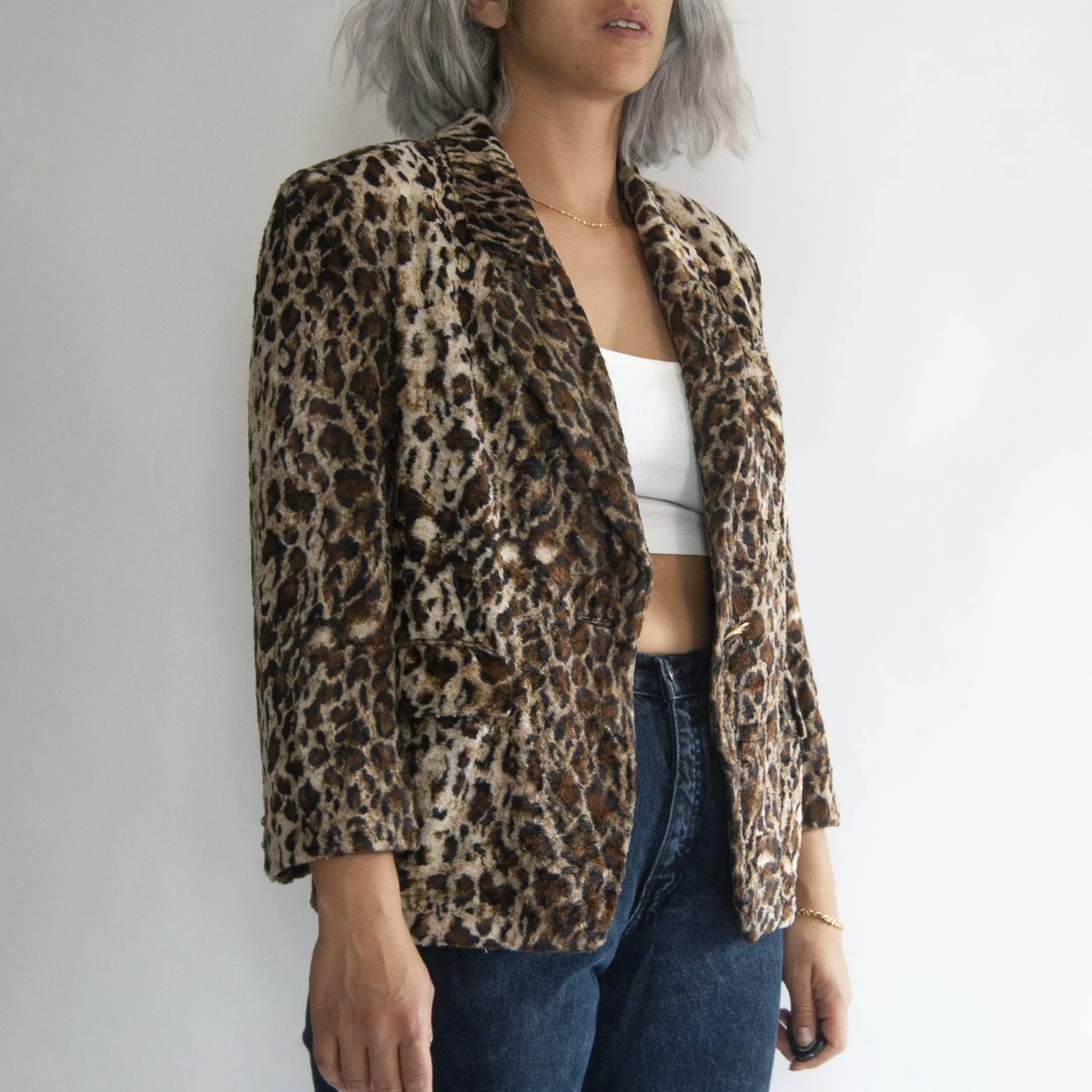 00's Plush Cheetah Blazer by Woman Q