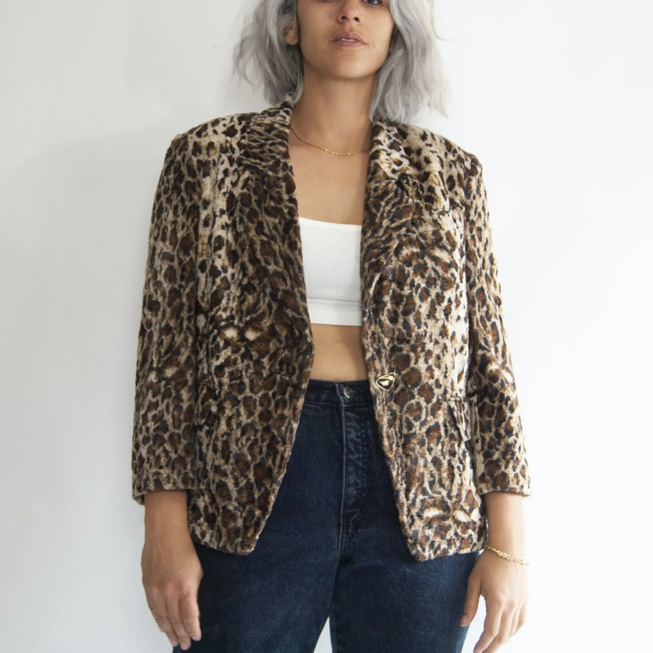 00's Plush Cheetah Blazer by Woman Q