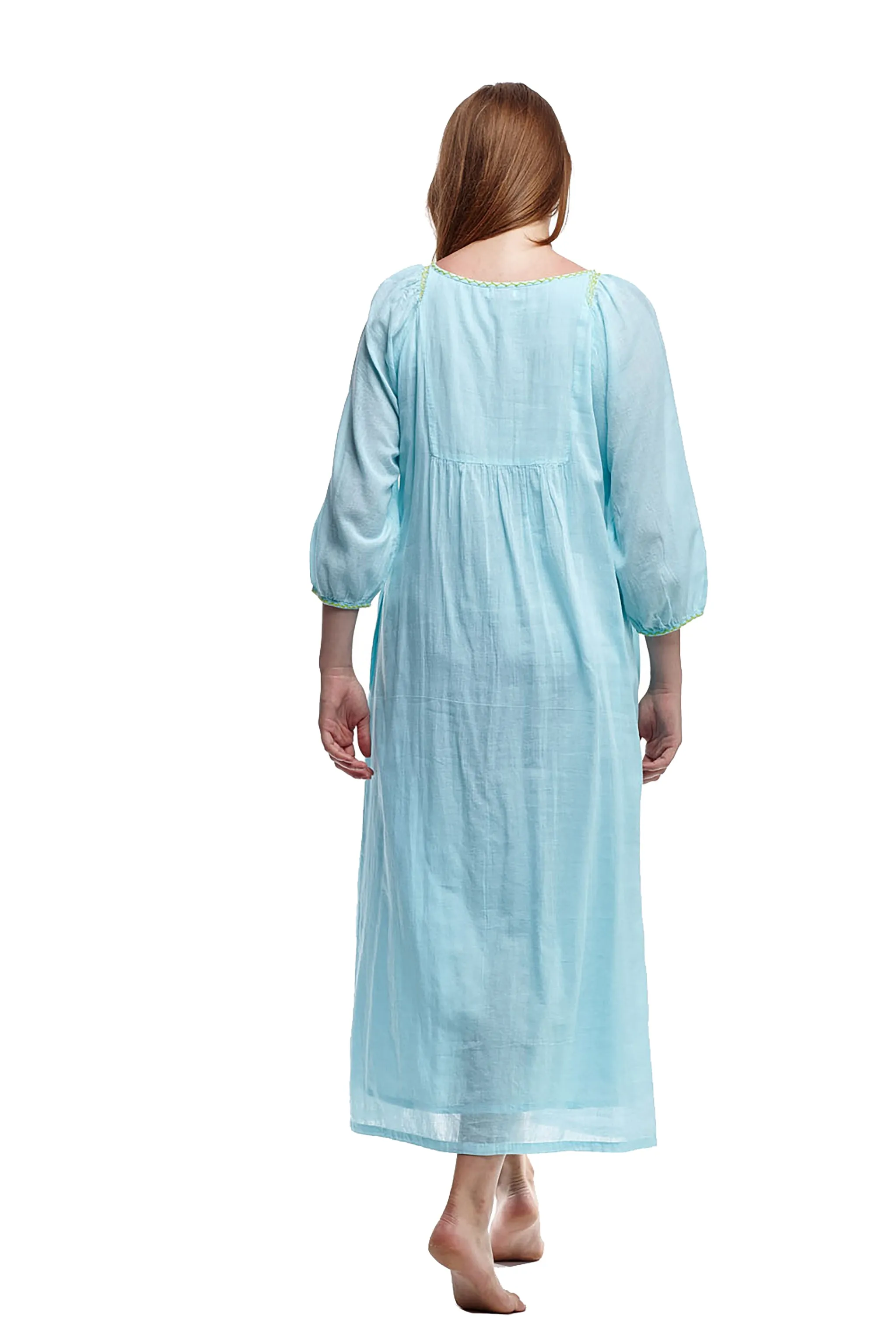 100% Cotton Embroidered Gown With Lining