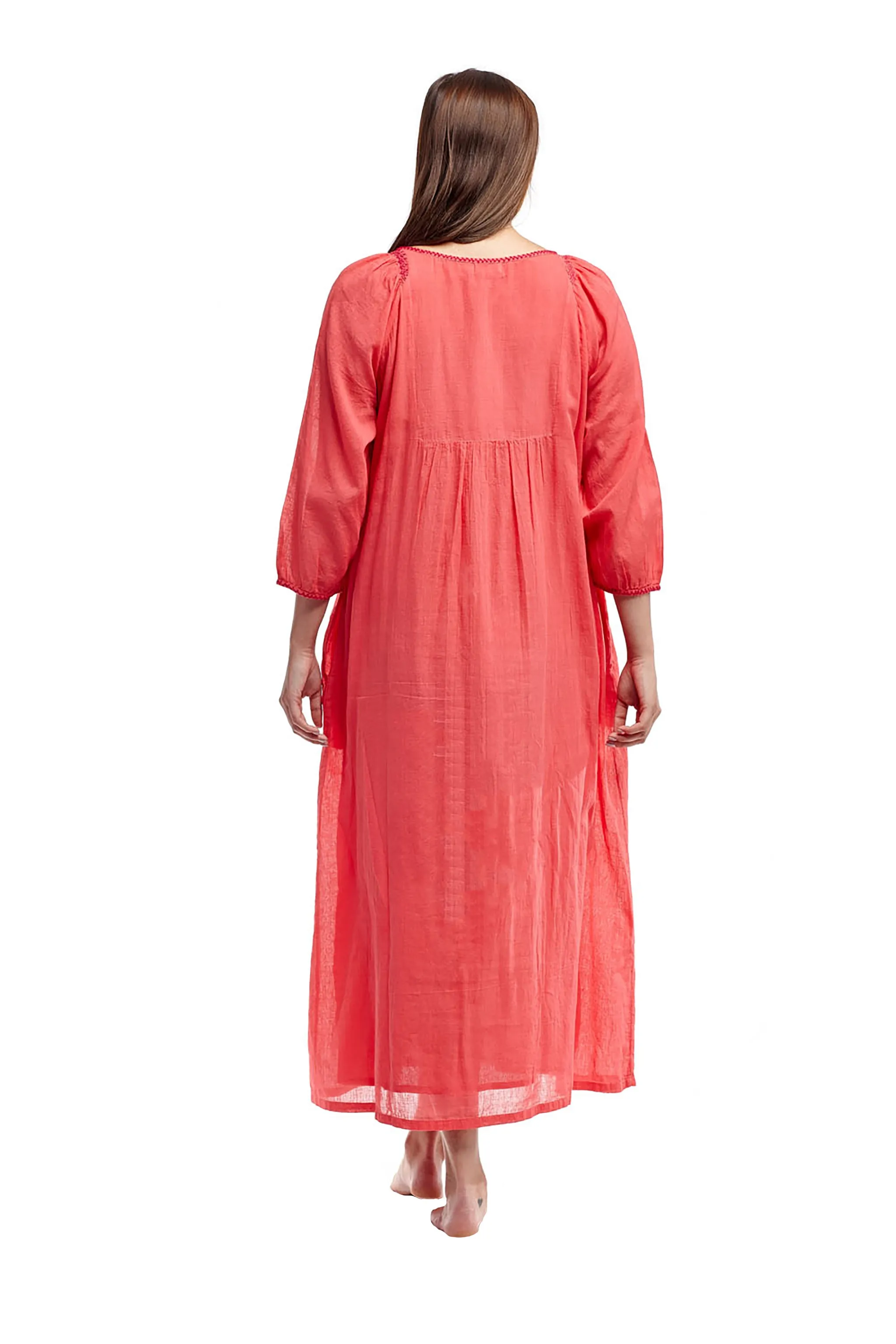 100% Cotton Embroidered Gown With Lining