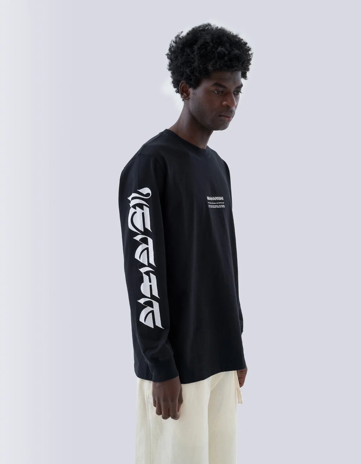 1255 Tibetan Sanskrit LS T-Shirt Black