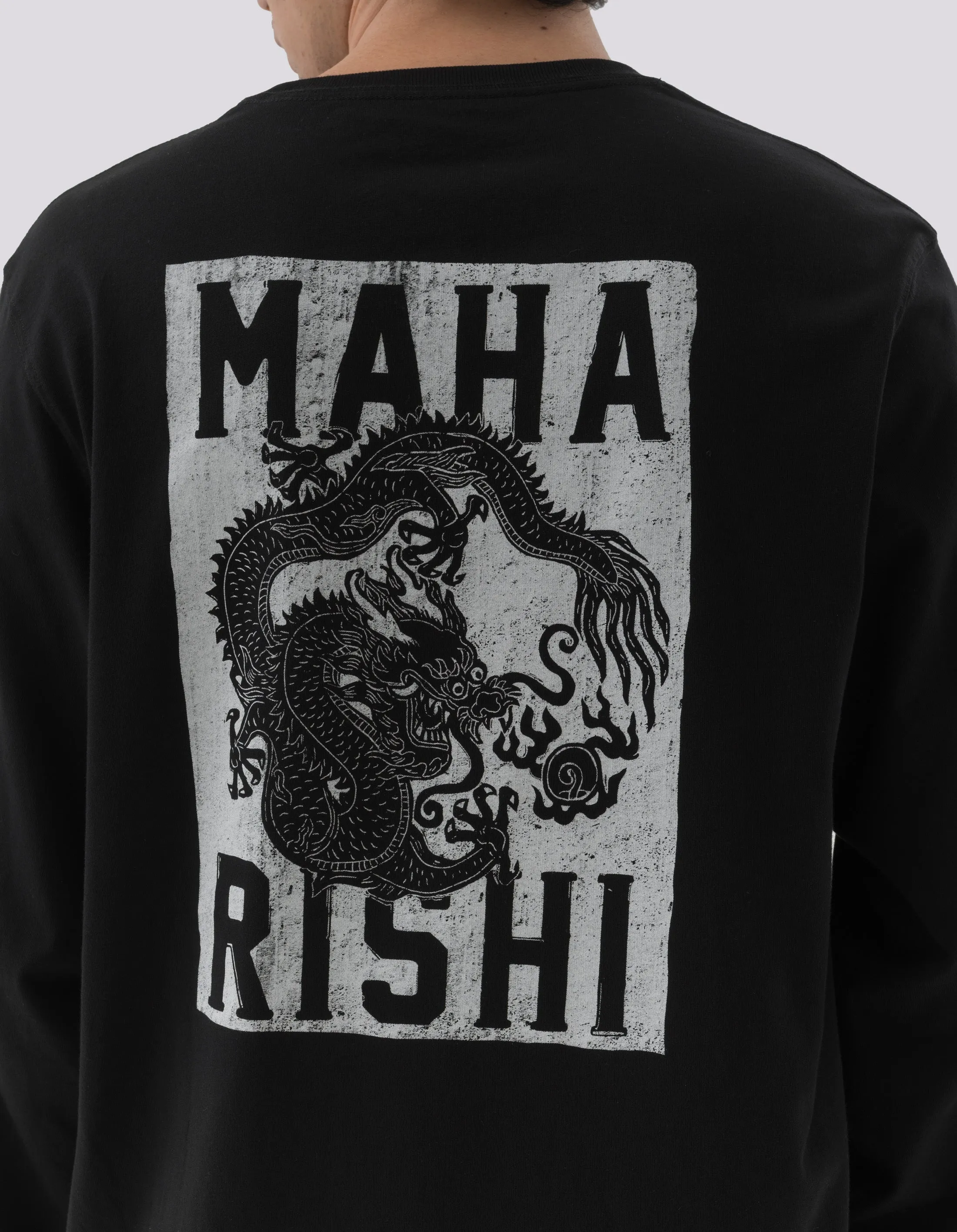 1277 Woodblock Dragon L/S T-Shirt Black