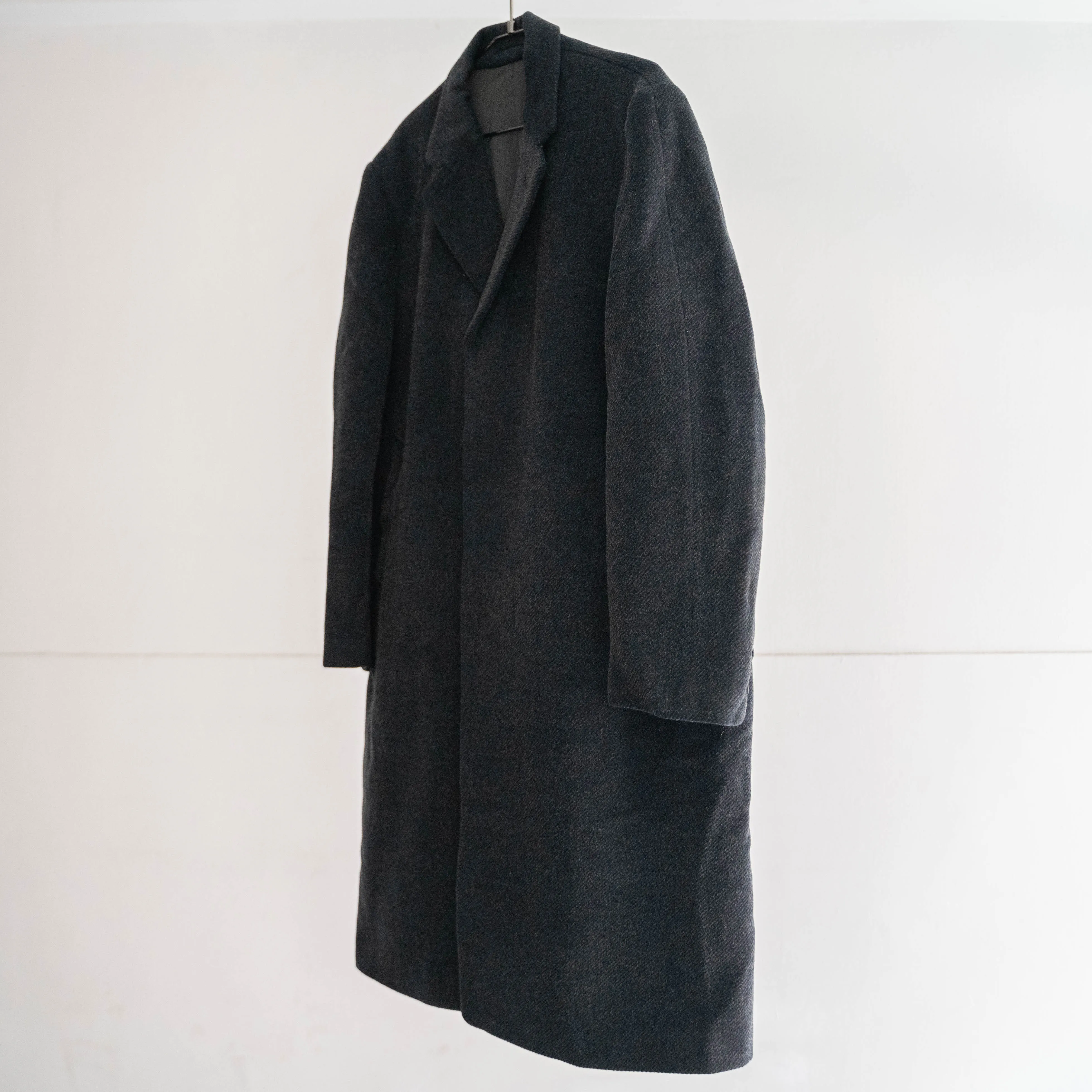 1970-80s Japan vintage dark gray wool set in sleeve coat