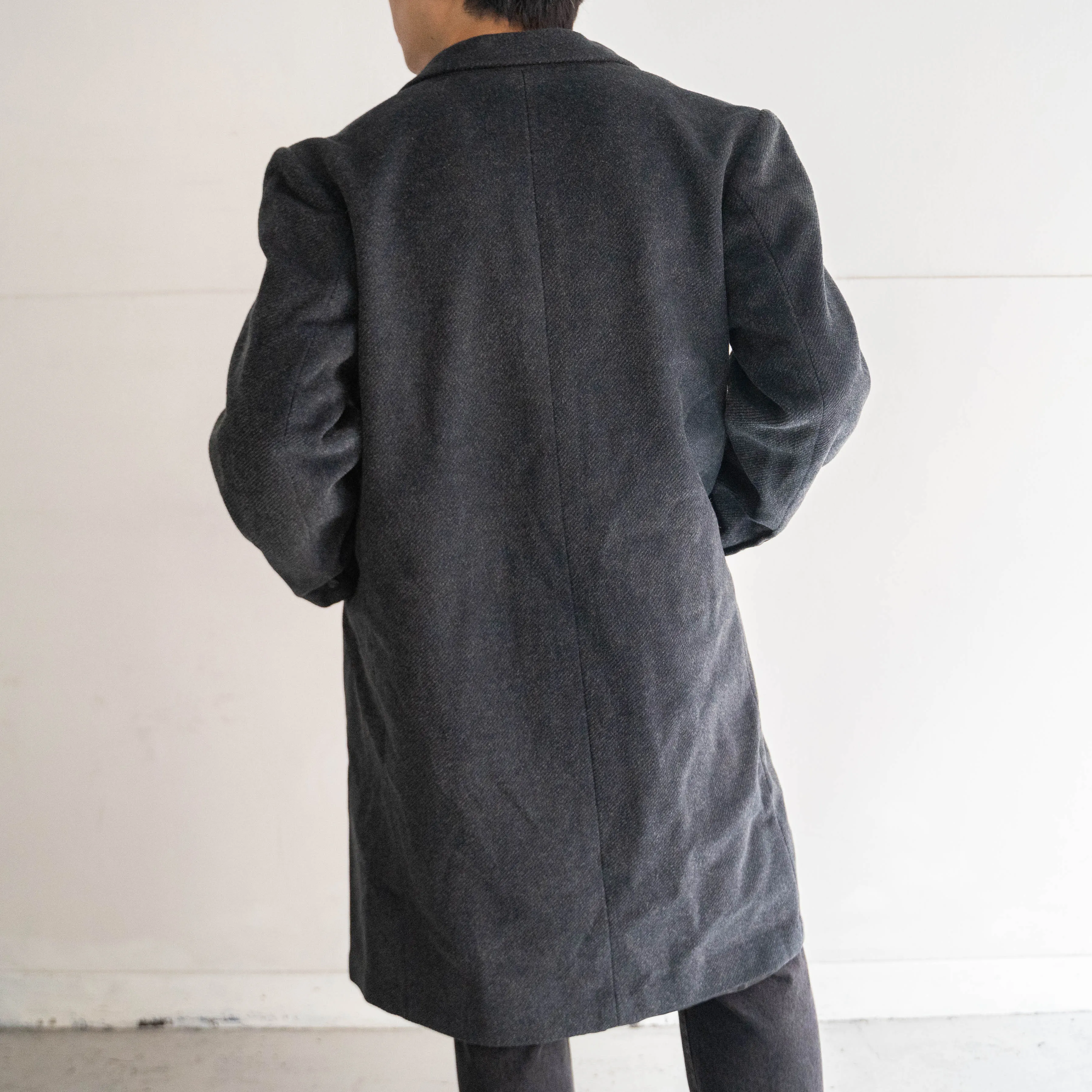 1970-80s Japan vintage dark gray wool set in sleeve coat