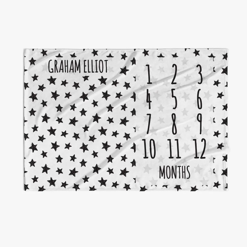 30 x 40 Stars Personalized Baby Months Blanket w Name