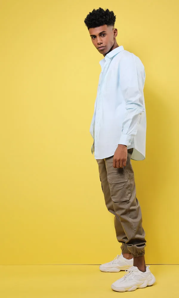 35250 Basic Light Blue Long Sleeves Shirt