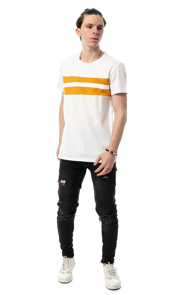 53178 Double Stripe Orange & White Tee