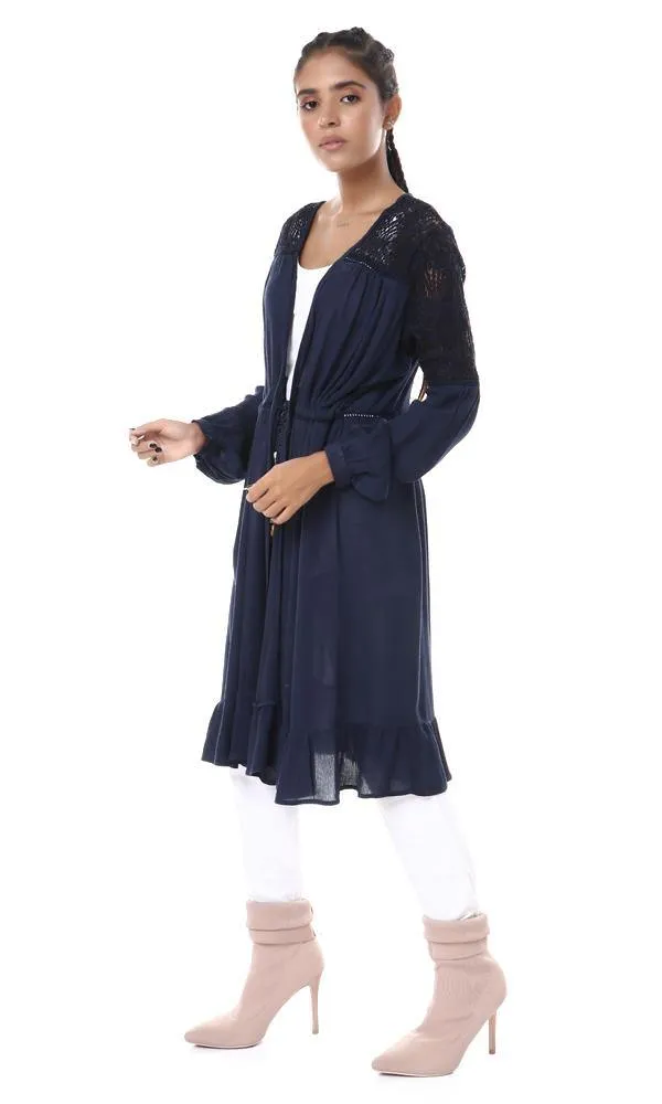 53416 Upper Lace Slip On Navy Blue Summer Cardigan