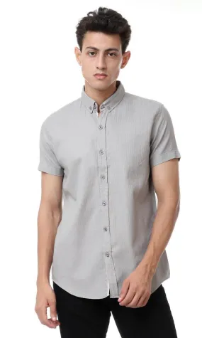 56881 Self Striped Short Sleeves Grey Shirt