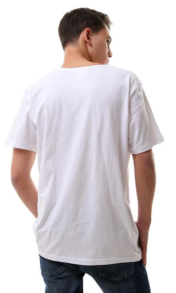 57505 Short Sleeves Loose Printed White T-Shirt