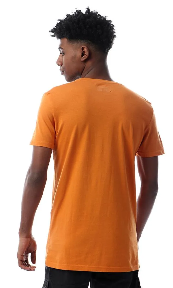 57529 " Swag " Printed Slip On Dark Orange T-Shirt