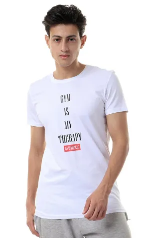 93091 Short Sleeves "Gym Is My Therapy" White Tee