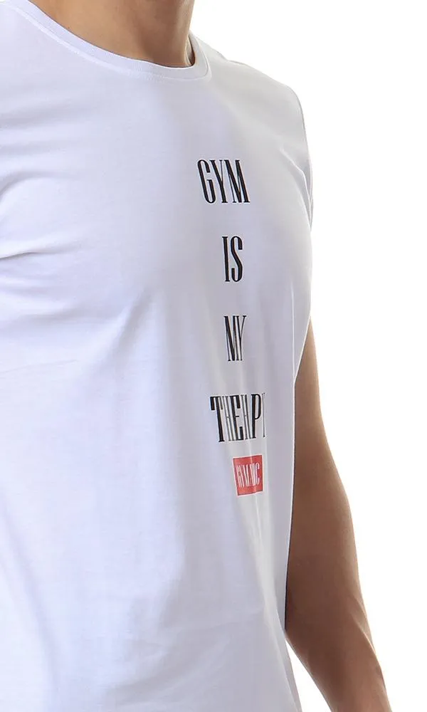 93091 Short Sleeves "Gym Is My Therapy" White Tee