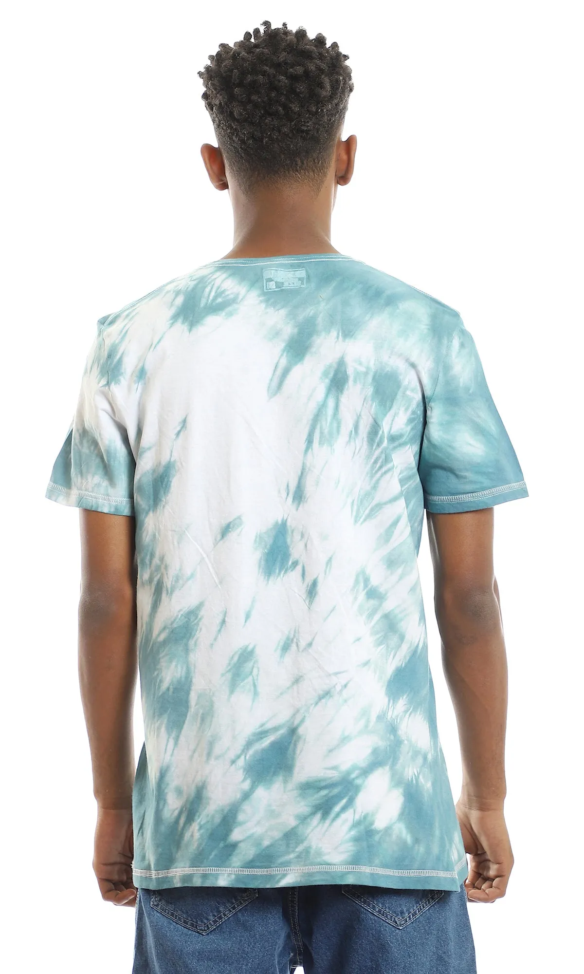 94562 Tie Dye Light Teal V-Neck Cotton Tee