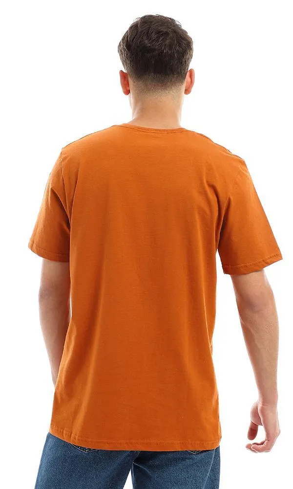 94609 Basic Solid Cinnamon V-Neck Cotton Tee