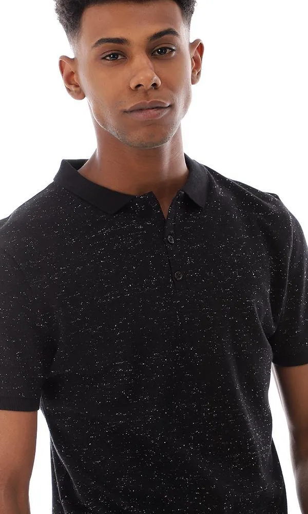 94663 Pique Heather Black Classic Collar Polo Shirt