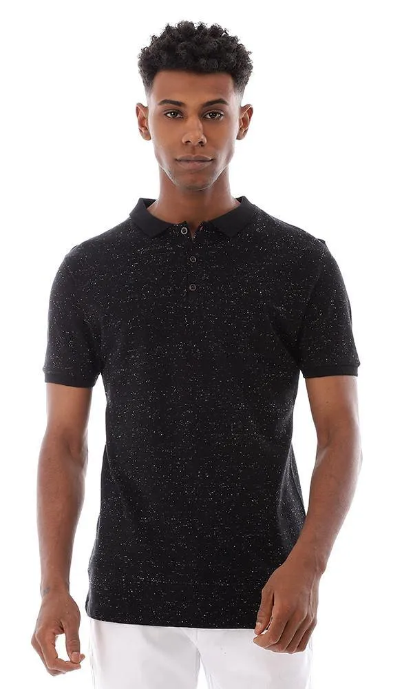 94663 Pique Heather Black Classic Collar Polo Shirt