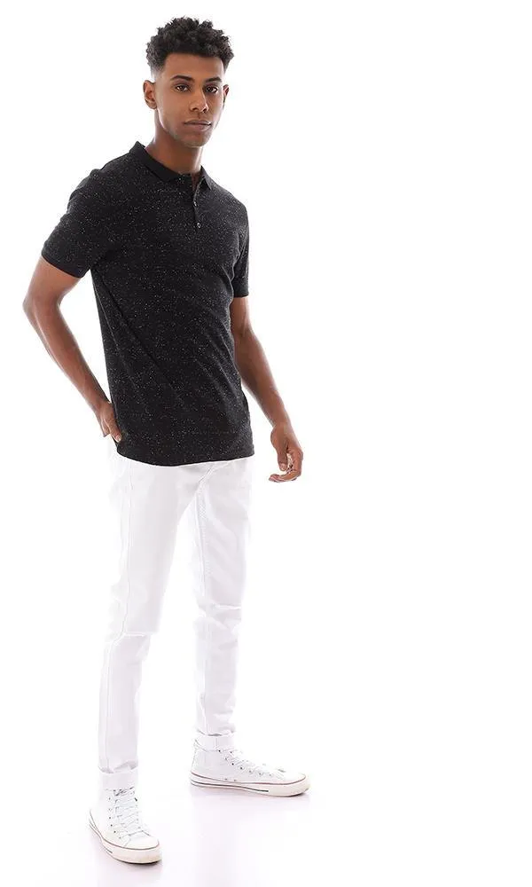 94663 Pique Heather Black Classic Collar Polo Shirt