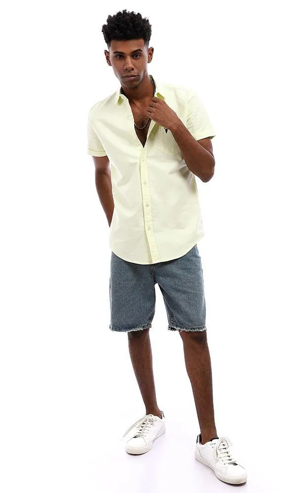 94711 Full Buttoned Standard Fit Shirt With Side Pocket - Light Yellow