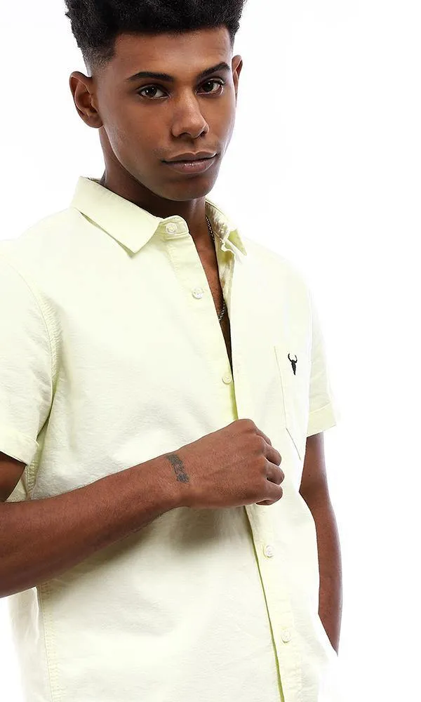 94711 Full Buttoned Standard Fit Shirt With Side Pocket - Light Yellow