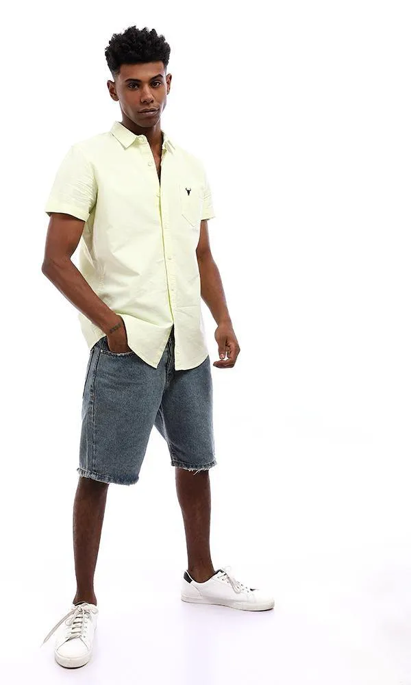 94711 Full Buttoned Standard Fit Shirt With Side Pocket - Light Yellow