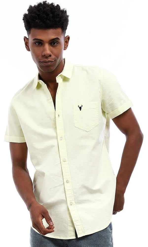 94711 Full Buttoned Standard Fit Shirt With Side Pocket - Light Yellow