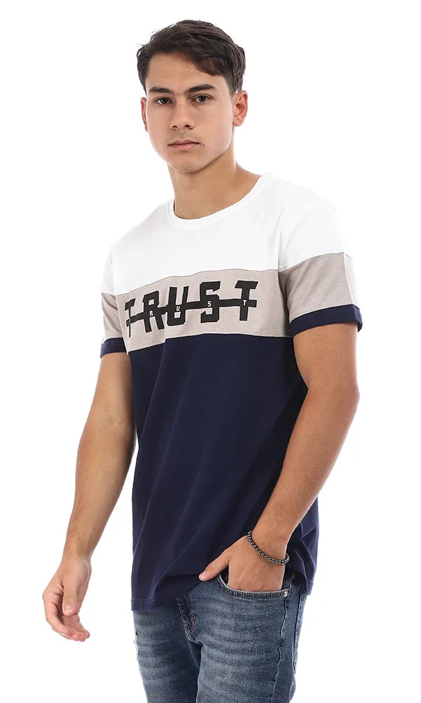 94880 Color Blocks "Trust" Print Slip On T-Shirt - White