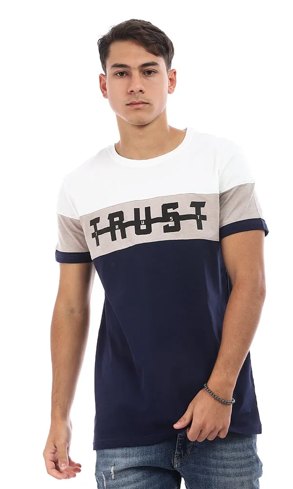 94880 Color Blocks "Trust" Print Slip On T-Shirt - White