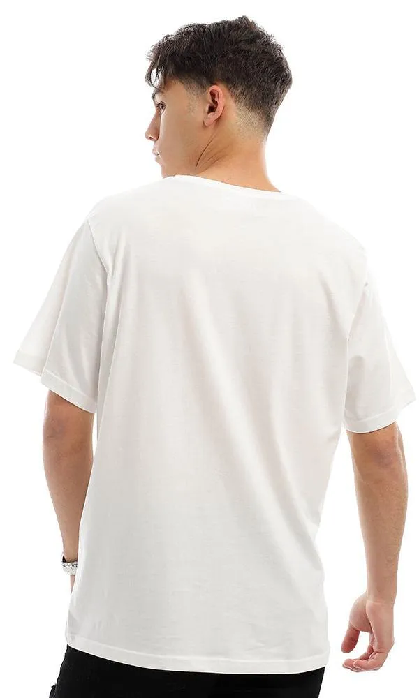 95081 Circular Front Printing White Round T-shirt