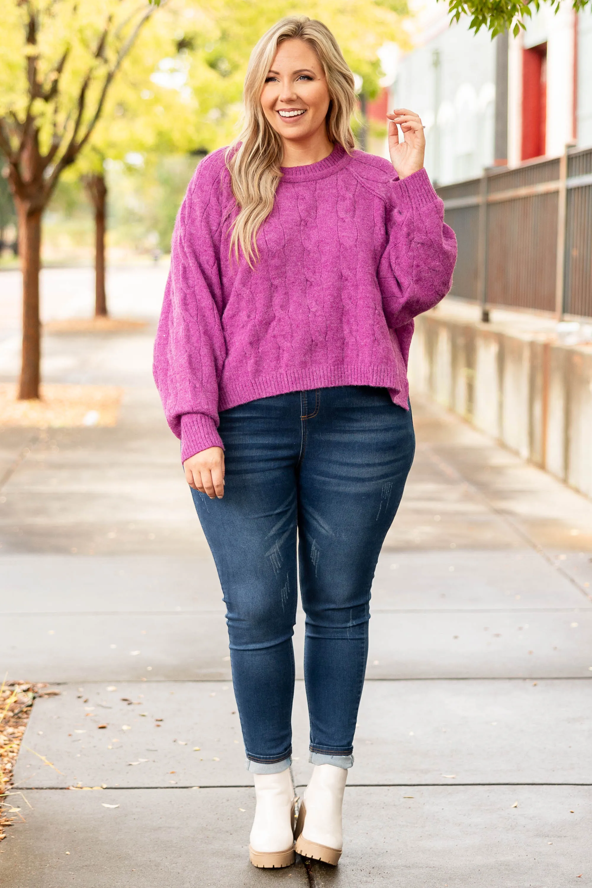 A Loving Heart Sweater, Magenta