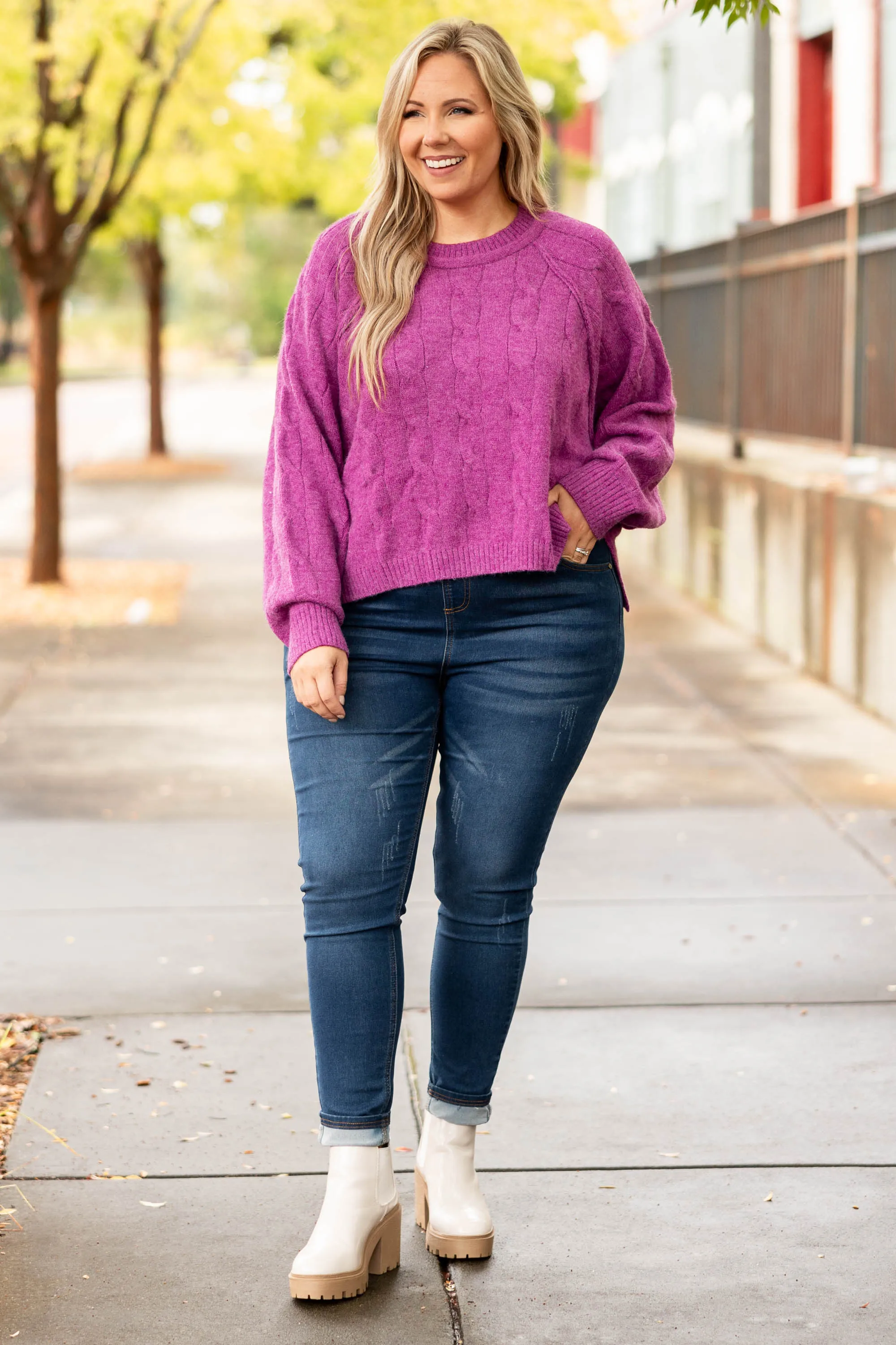 A Loving Heart Sweater, Magenta