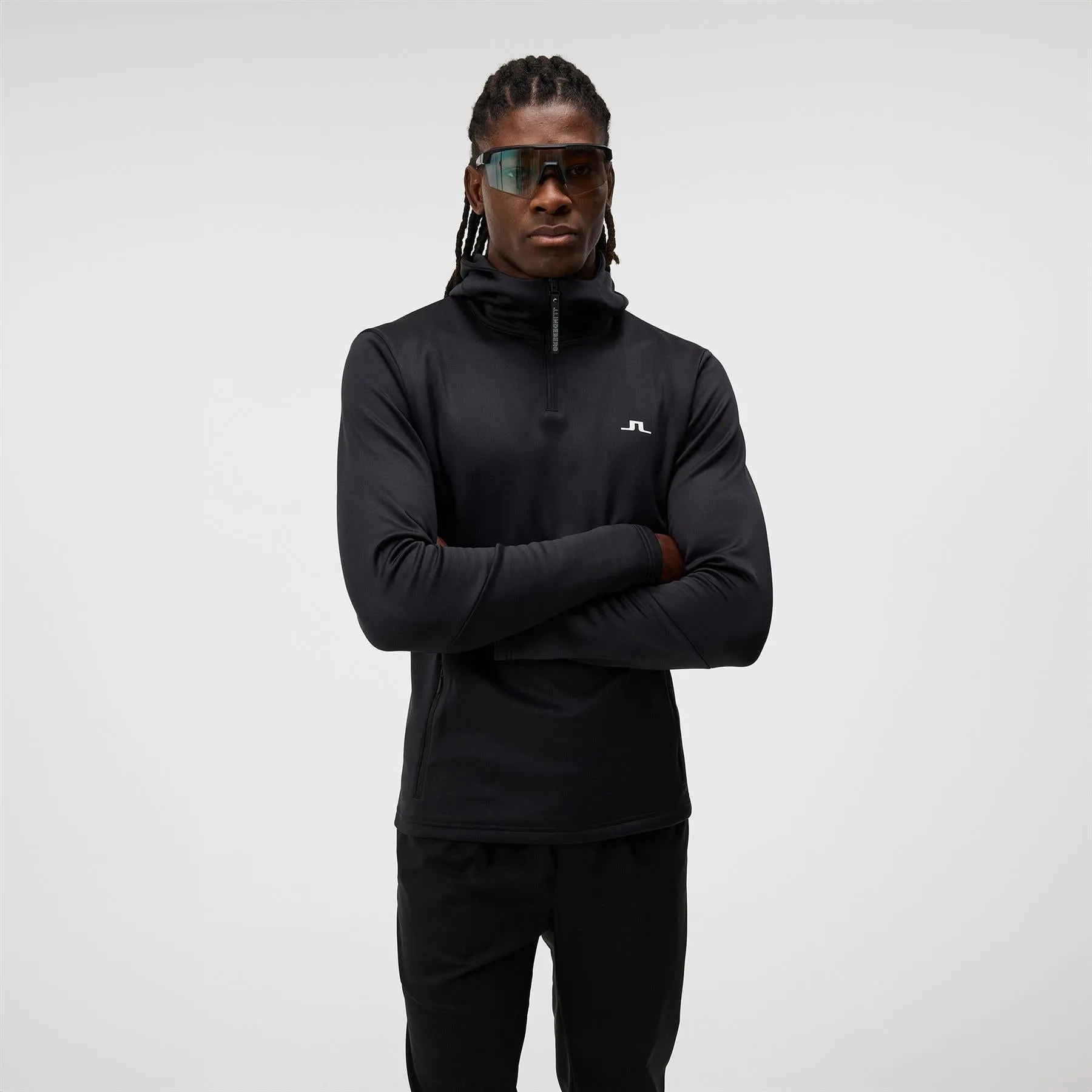 Aerial Quarter Zip Hoodie Black - AW23