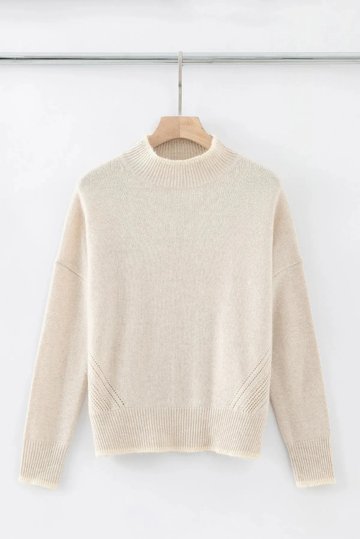 Aleger Cashmere Funnel Neck shell detailed Sweater