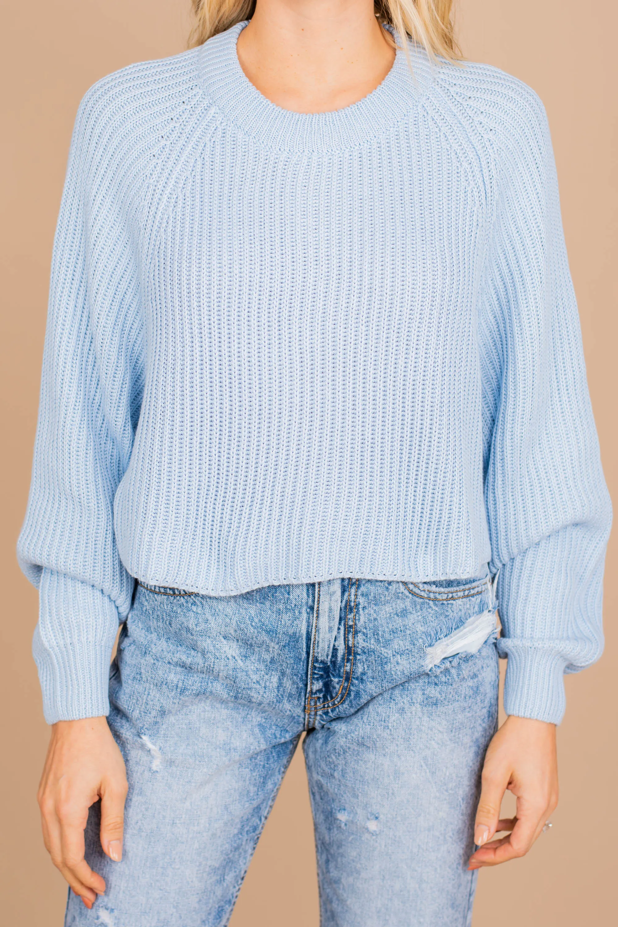 All About Love Sky Blue Crop Sweater