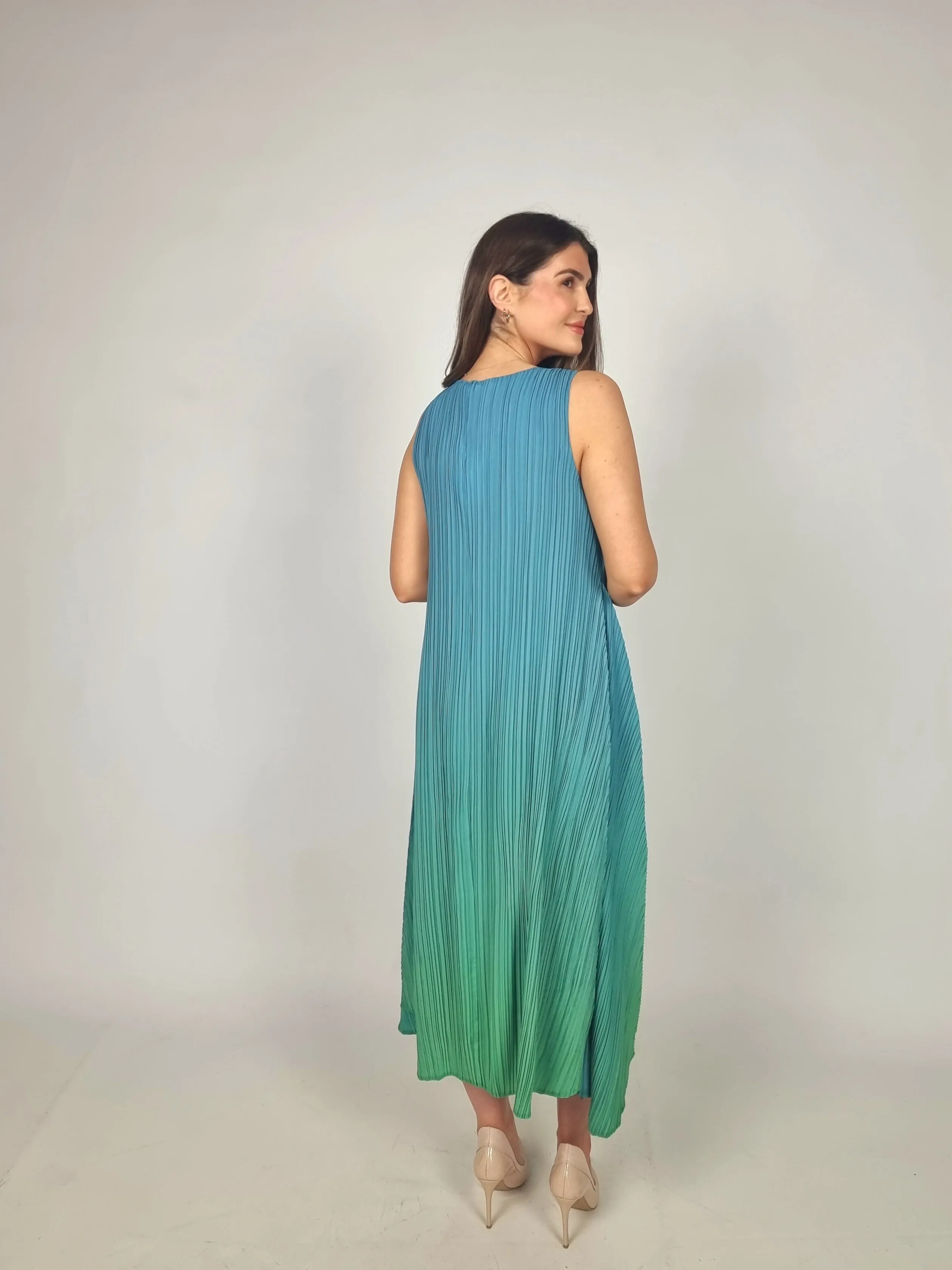 Alquema Biscay To Fern Ombre Long Estrella Dress And Collare Old Coat