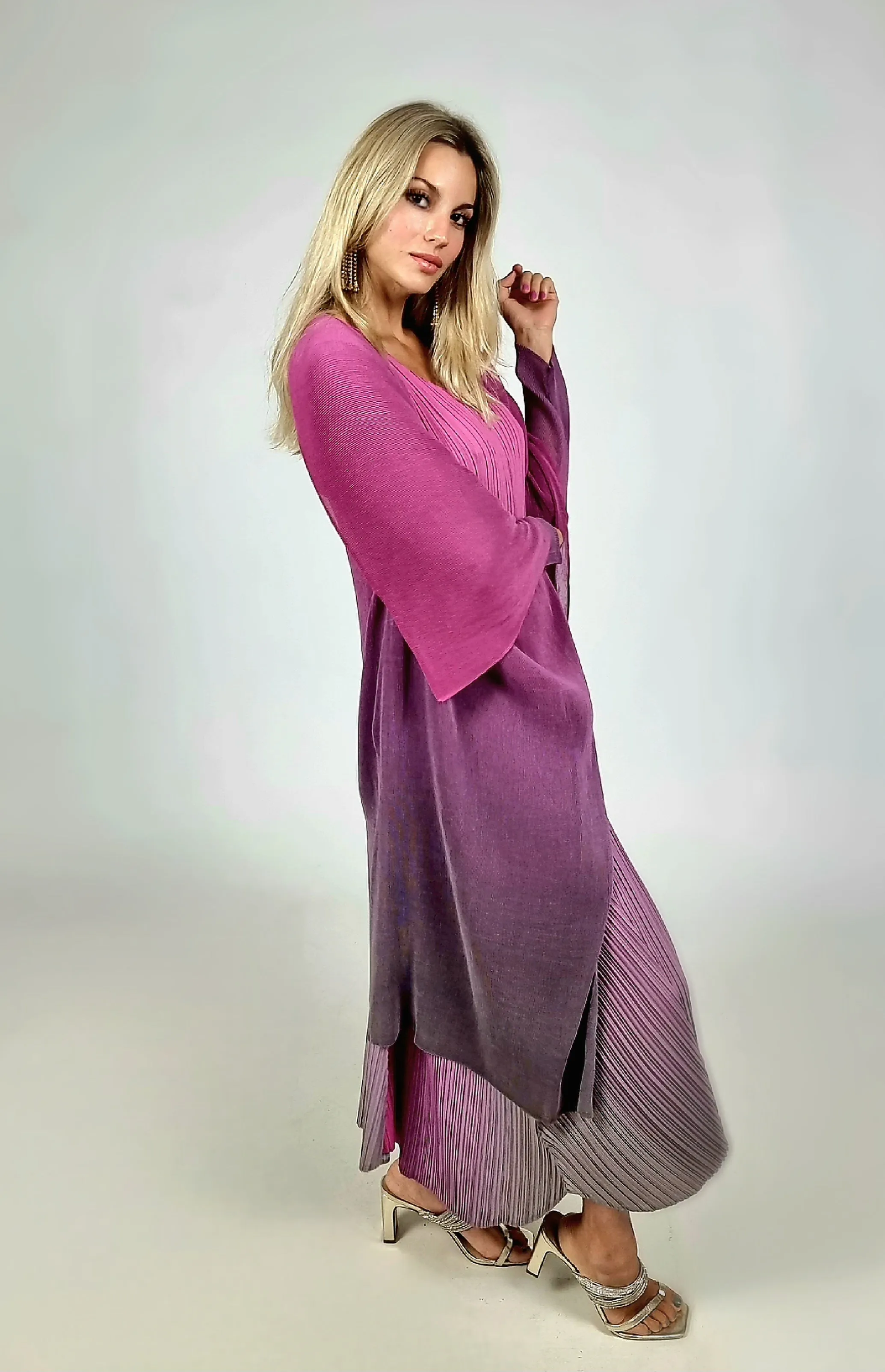 Alquema Fishia Ombre Long Estrella Dress And Collare Old Coat