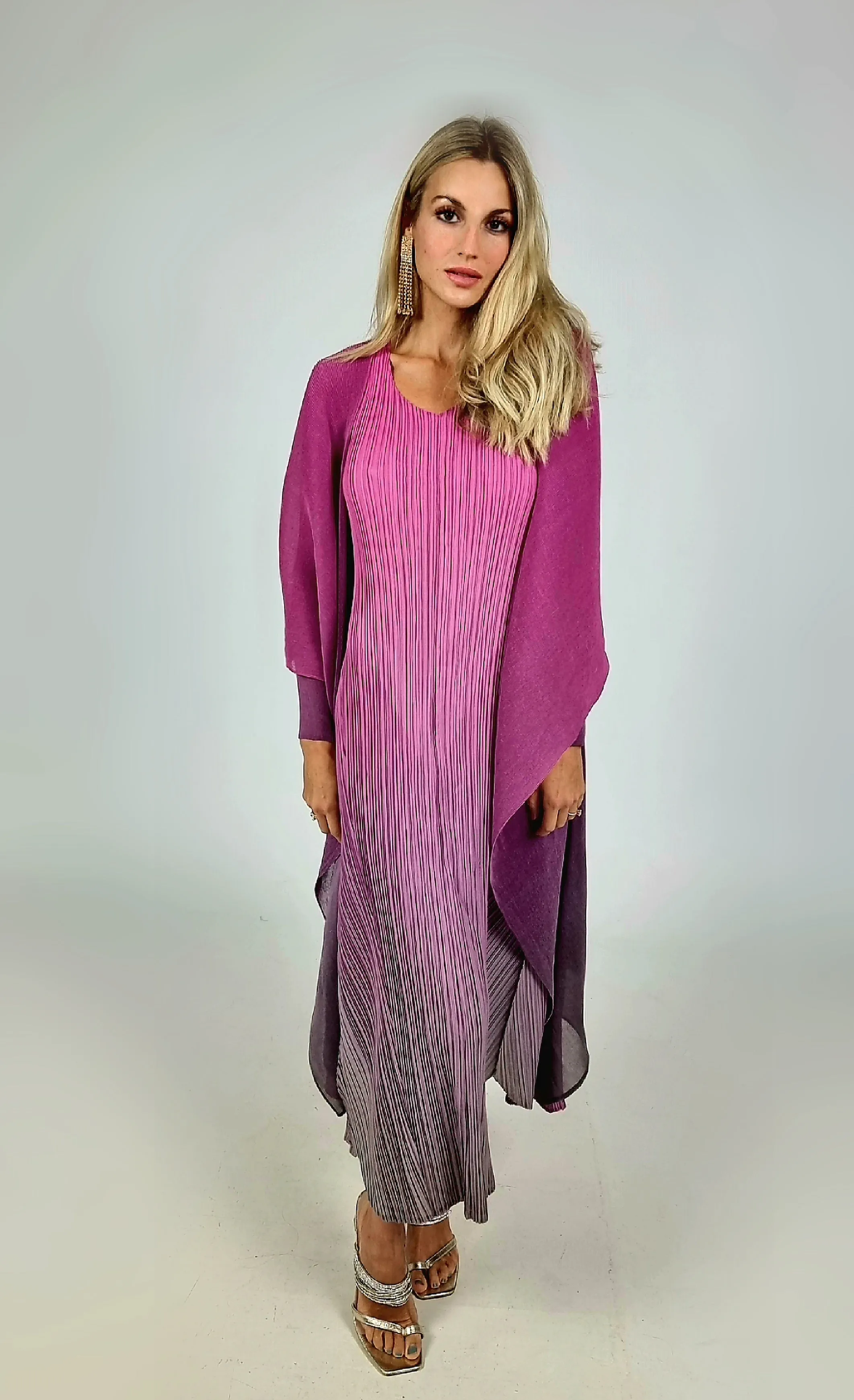 Alquema Fishia Ombre Long Estrella Dress And Collare Old Coat