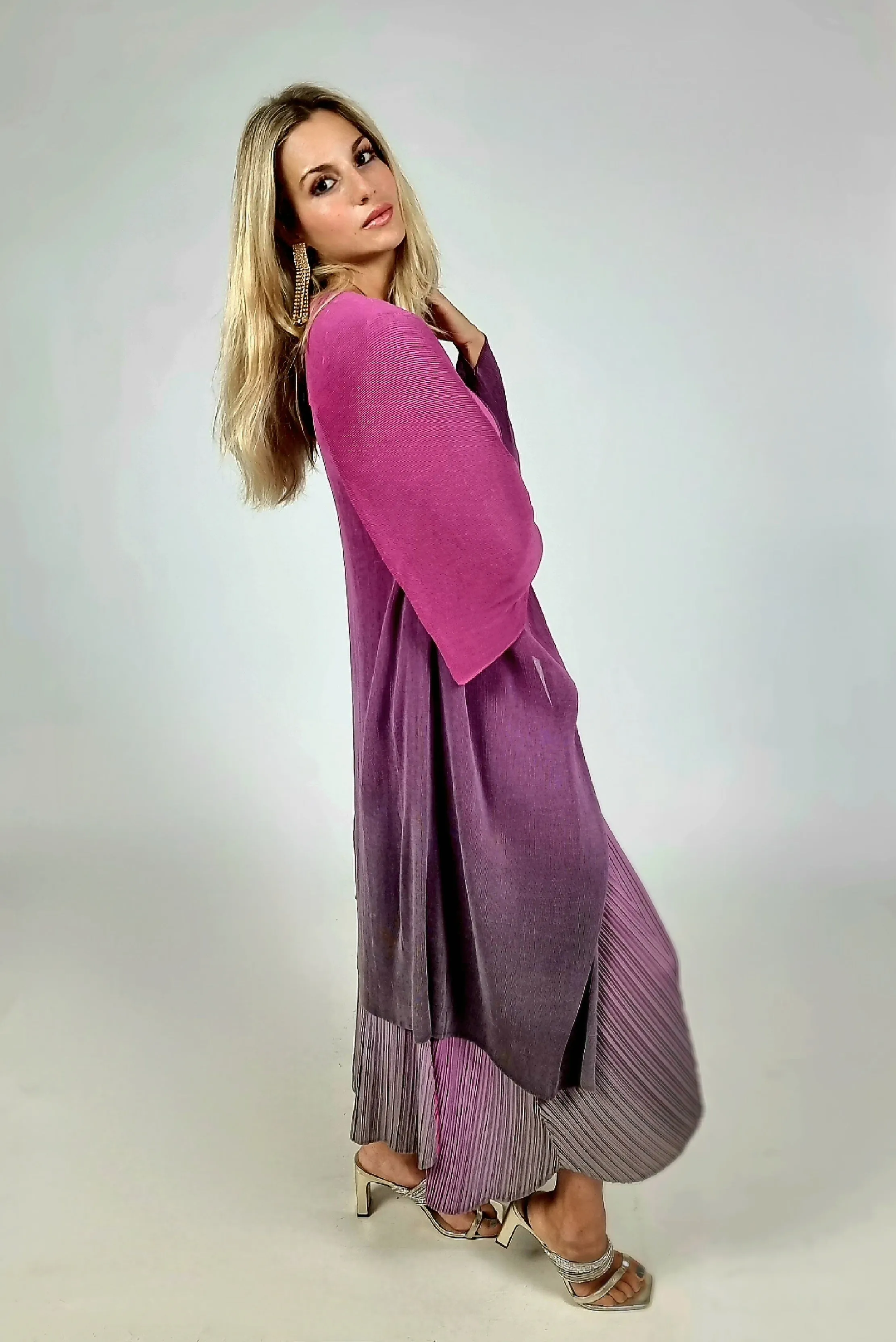 Alquema Fishia Ombre Long Estrella Dress And Collare Old Coat