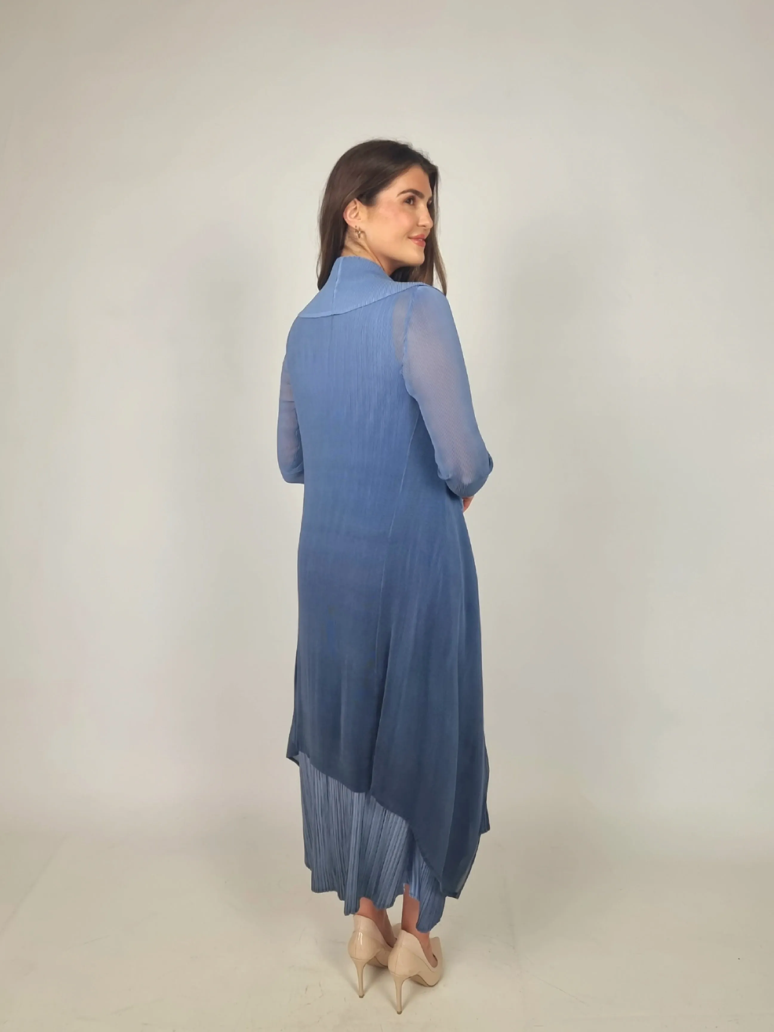 Alquema Long Estrella Dress And Collare Coat - Sky Indigo