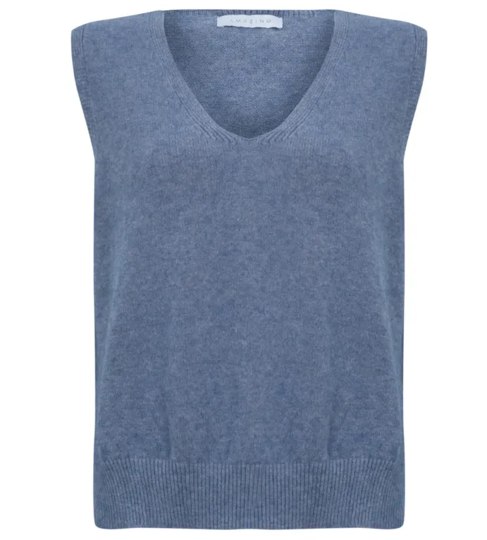 Amazing Woman Pixie V-Neck Tank Top Denim Blue