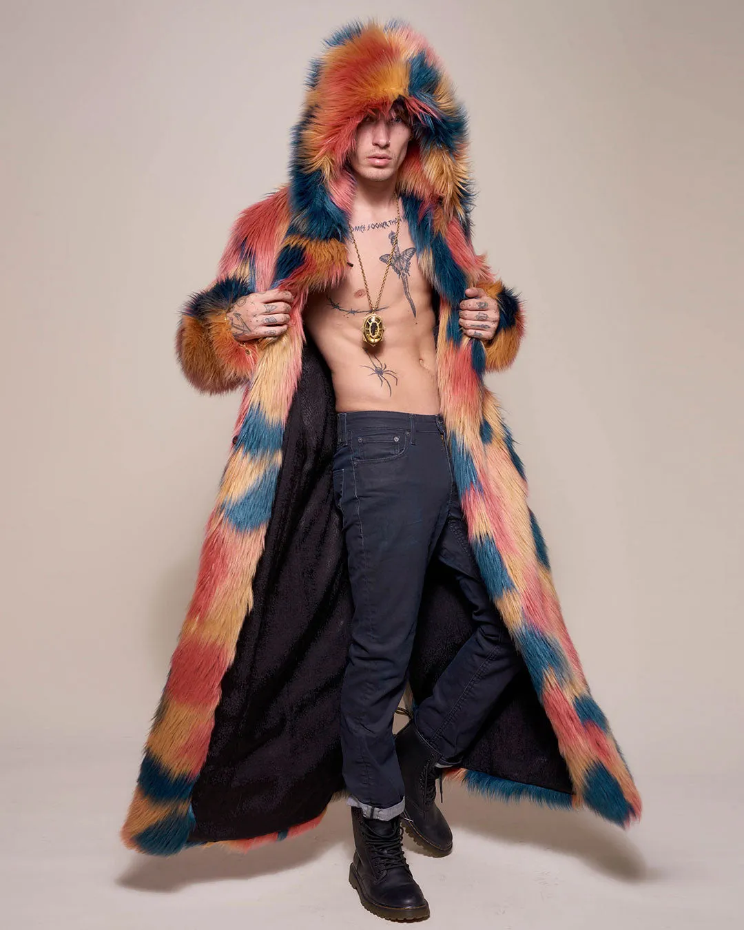 American Swallow Hooded Faux Fur Long Coat | Men's