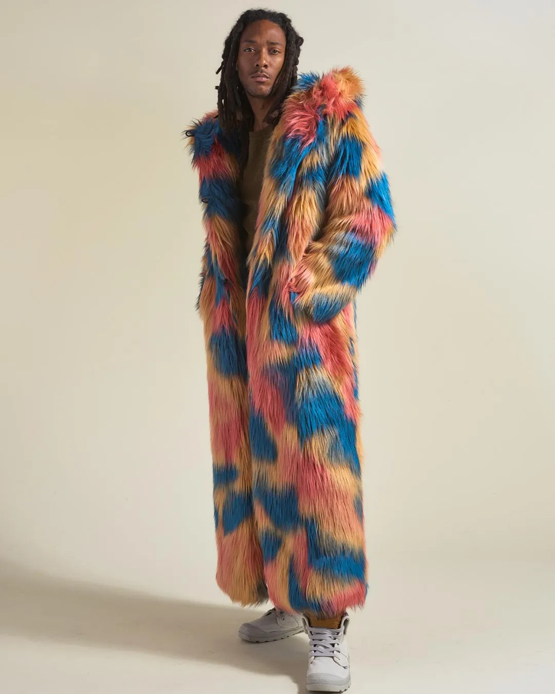 American Swallow Hooded Faux Fur Long Coat | Men's