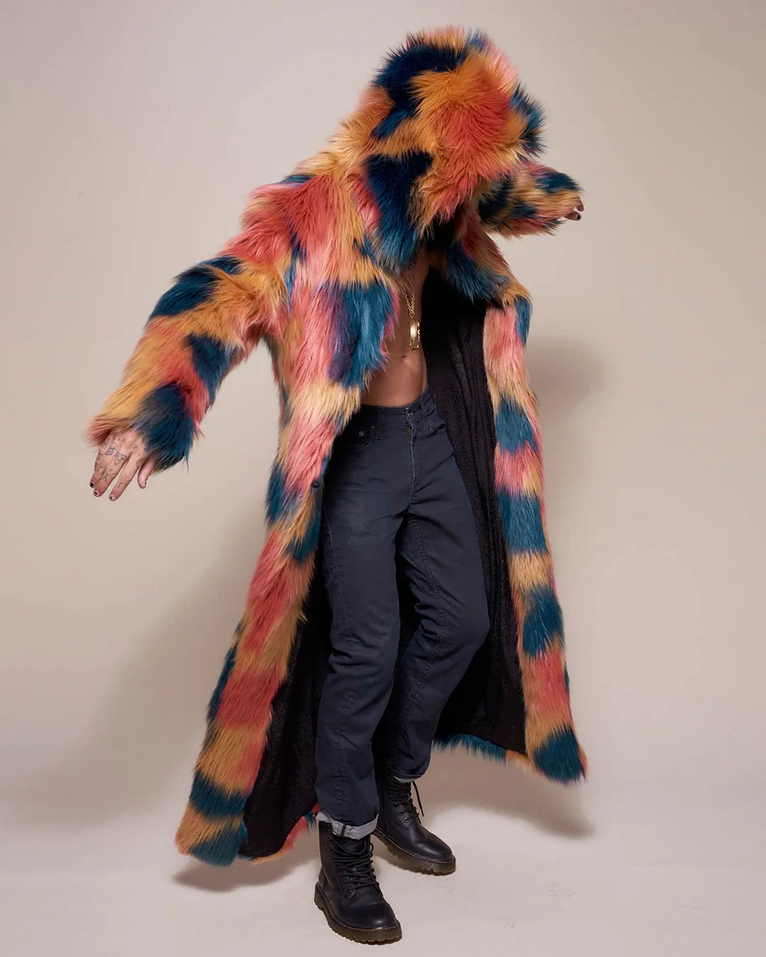 American Swallow Hooded Faux Fur Long Coat | Men's