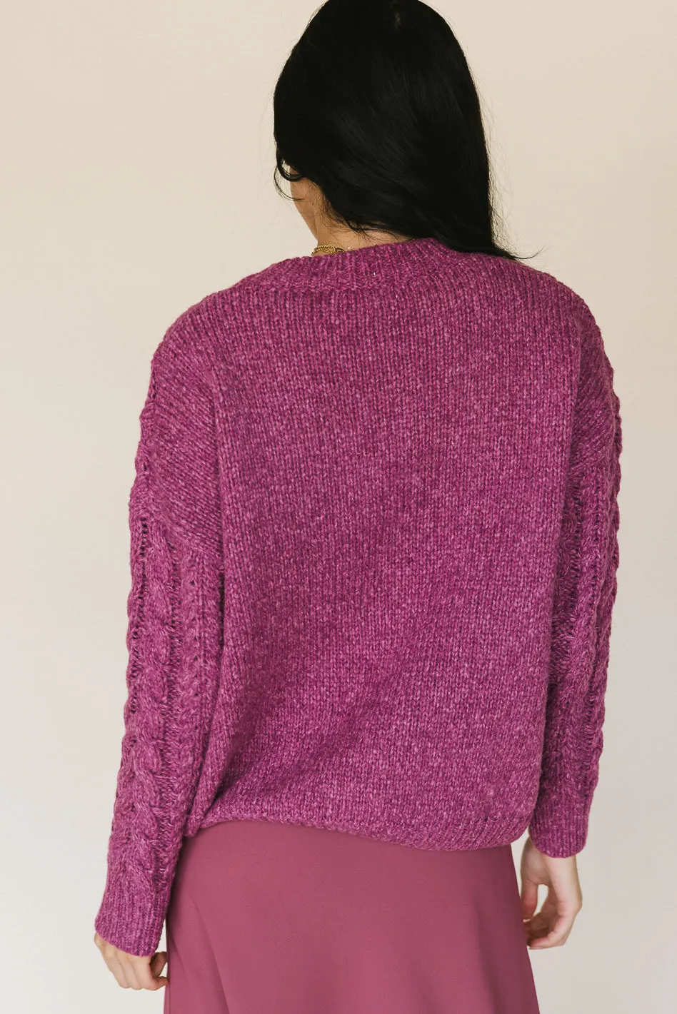 Annie Cable Knit Sweater in Pink