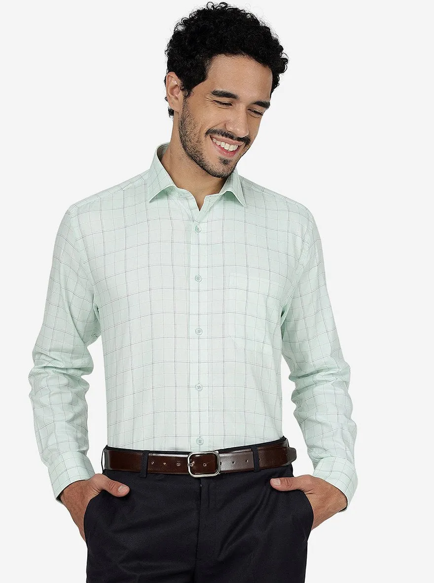 Aqua Checked Regular Fit Formal Shirt | JadeBlue