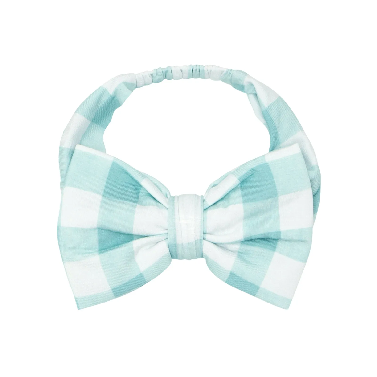 Aqua Gingham Luxe Bow Headband