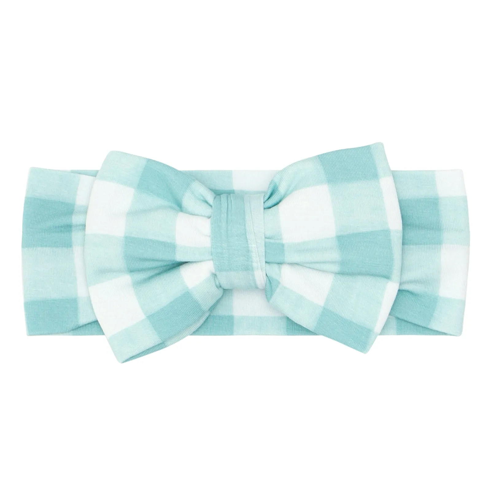 Aqua Gingham Luxe Bow Headband