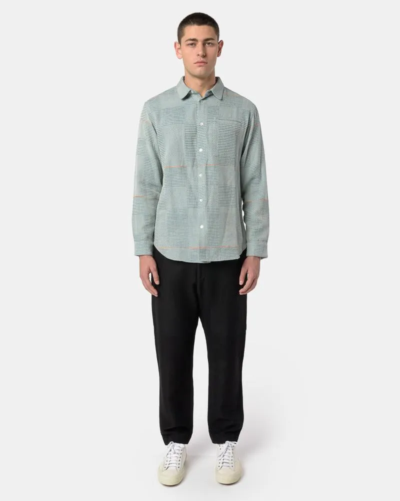 Babu Collared Shirt in Indigo Green